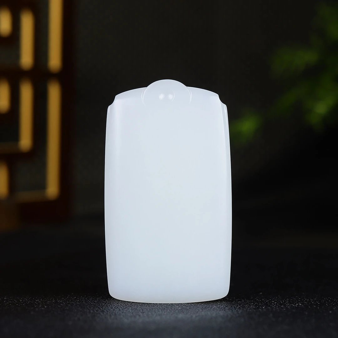 122921和田玉白玉平安牌把件