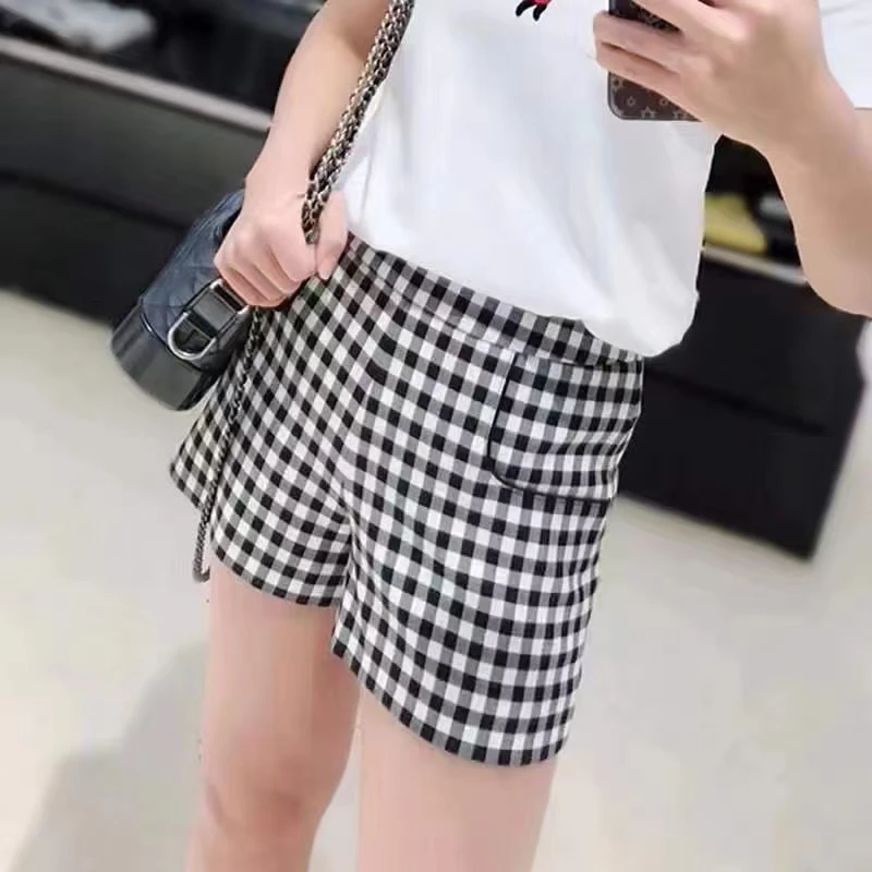（不退换）5100194格子舒适百搭印花纯棉夏季短裤时尚宽松裤子