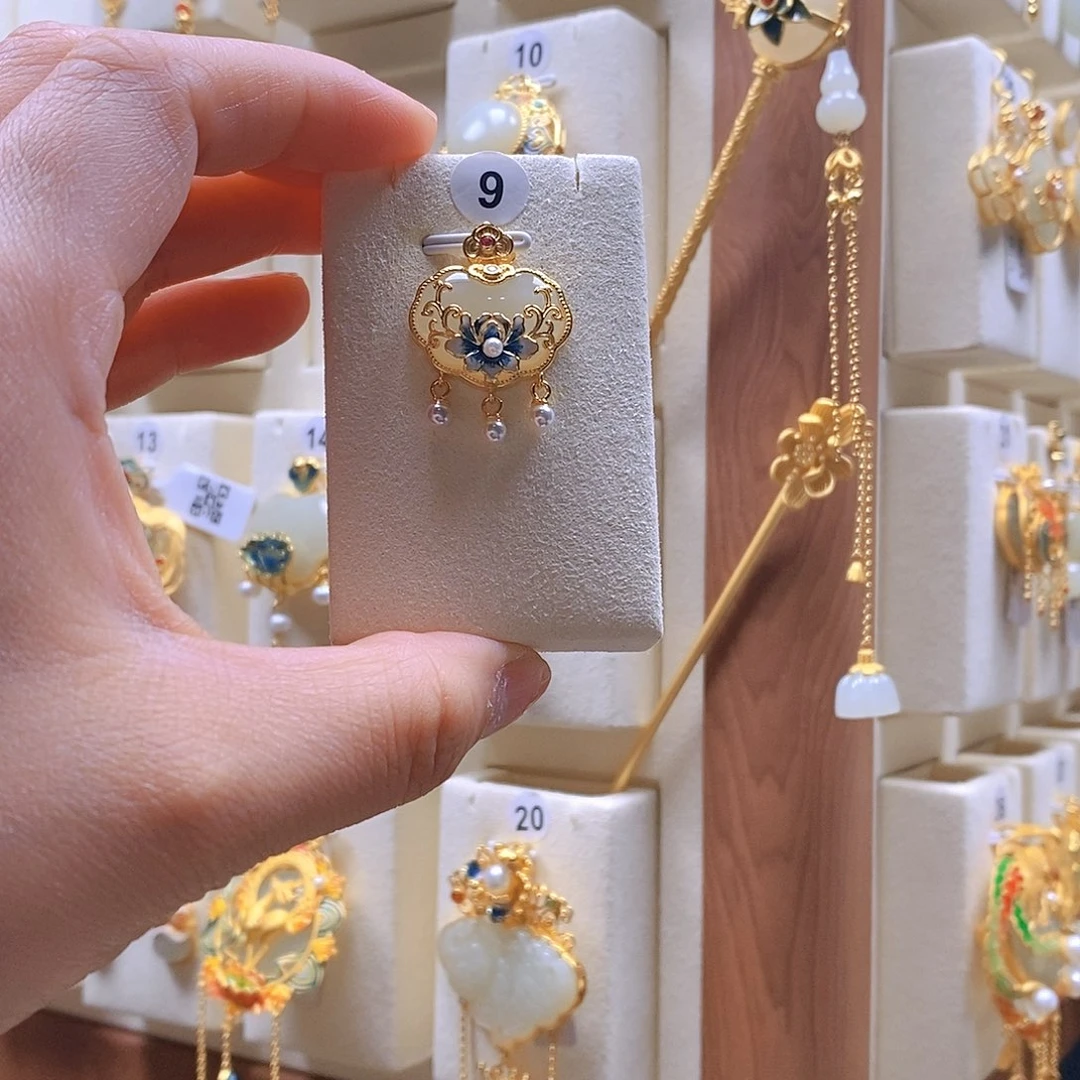 和田玉颈饰银S925镶嵌