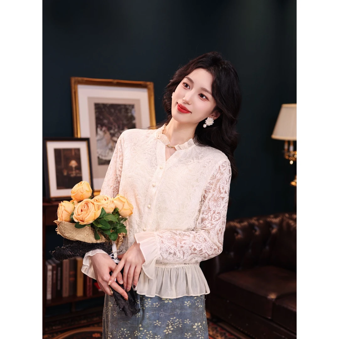 琦琦【东欧之旅】港风复古纯色长袖衬衫宽松百搭上衣YE0706271