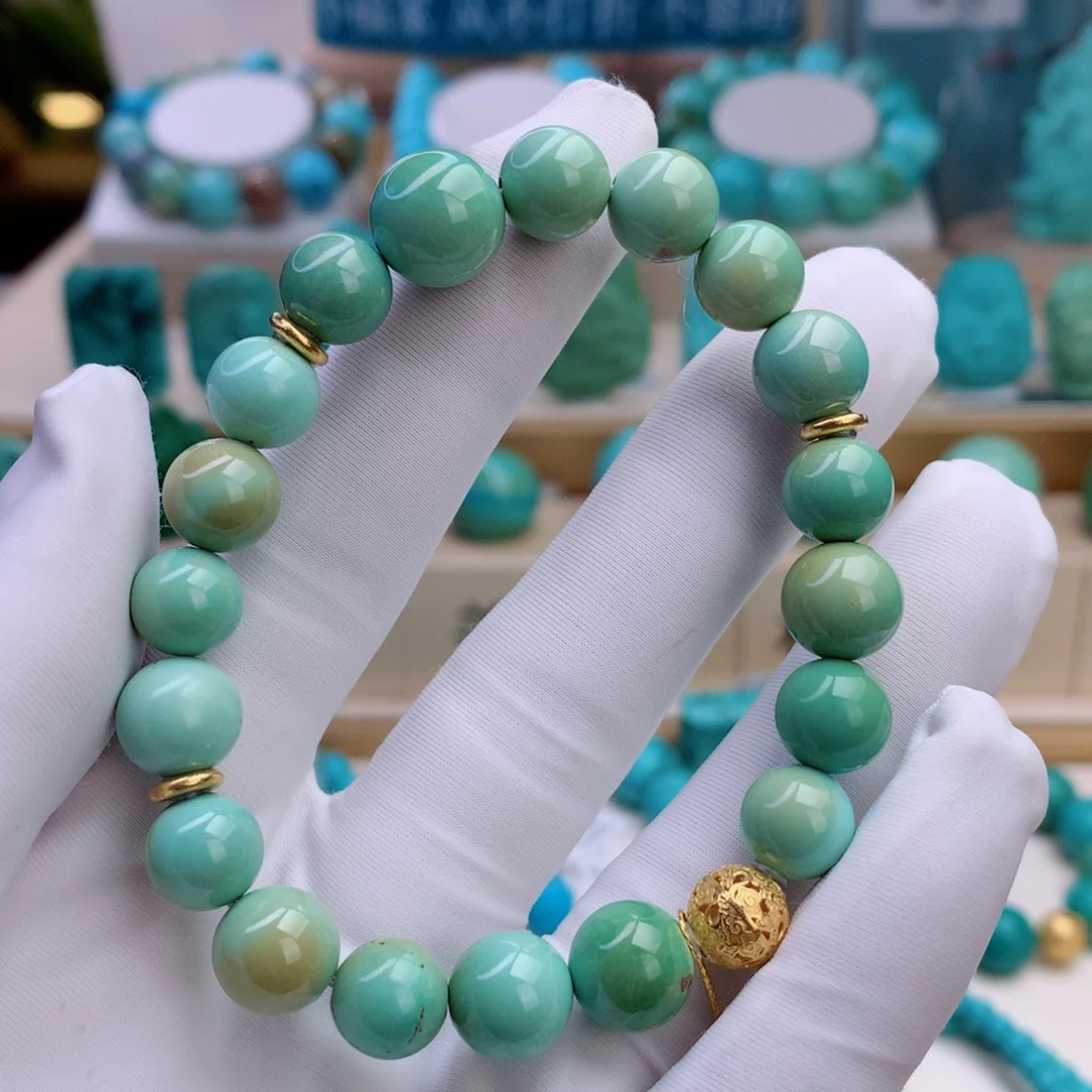 绿松石18K金镶嵌挂件