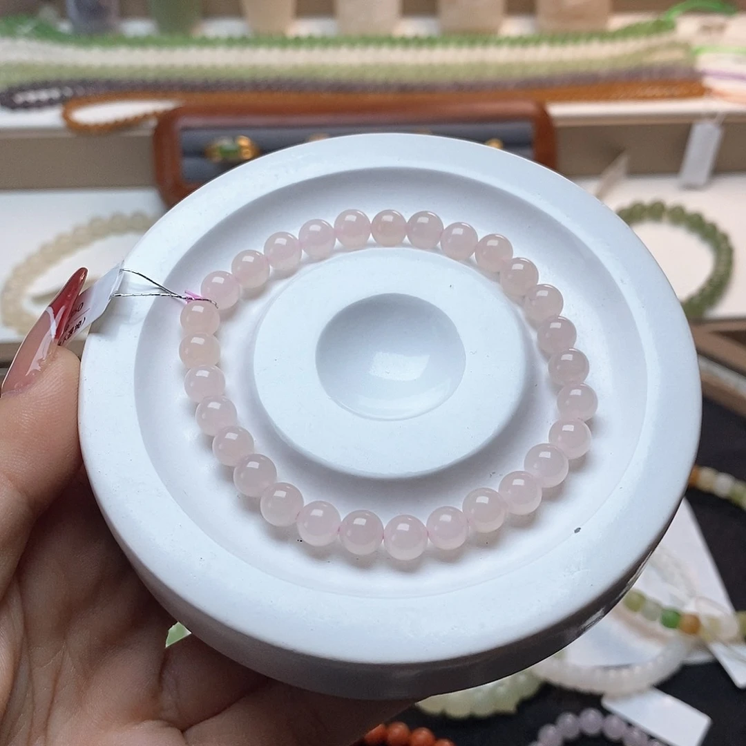 和田玉手链未镶嵌藕粉卡六