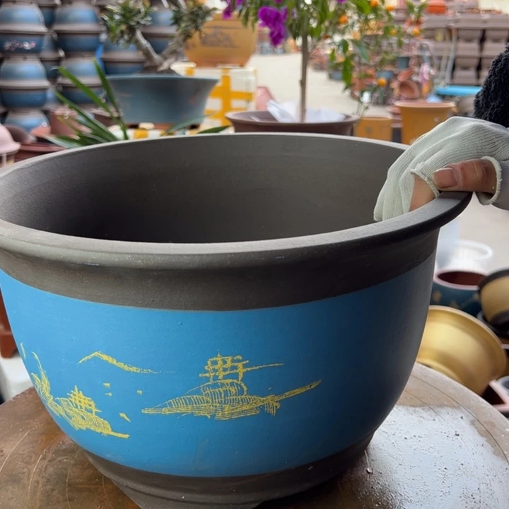 紫砂宜兴紫砂蓝色山水36