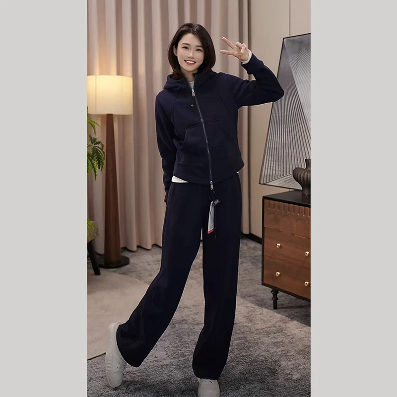 lulubide/露露彼得 冬季[加绒]连帽拉链外套+长裤 休闲套装25-88