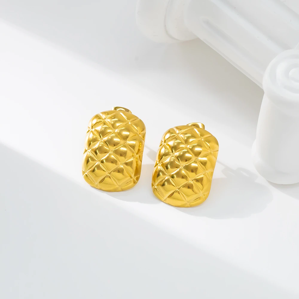 钛钢耳饰 复古耳环耳包原创设计欧美小香风ins简约【菠萝包】E352