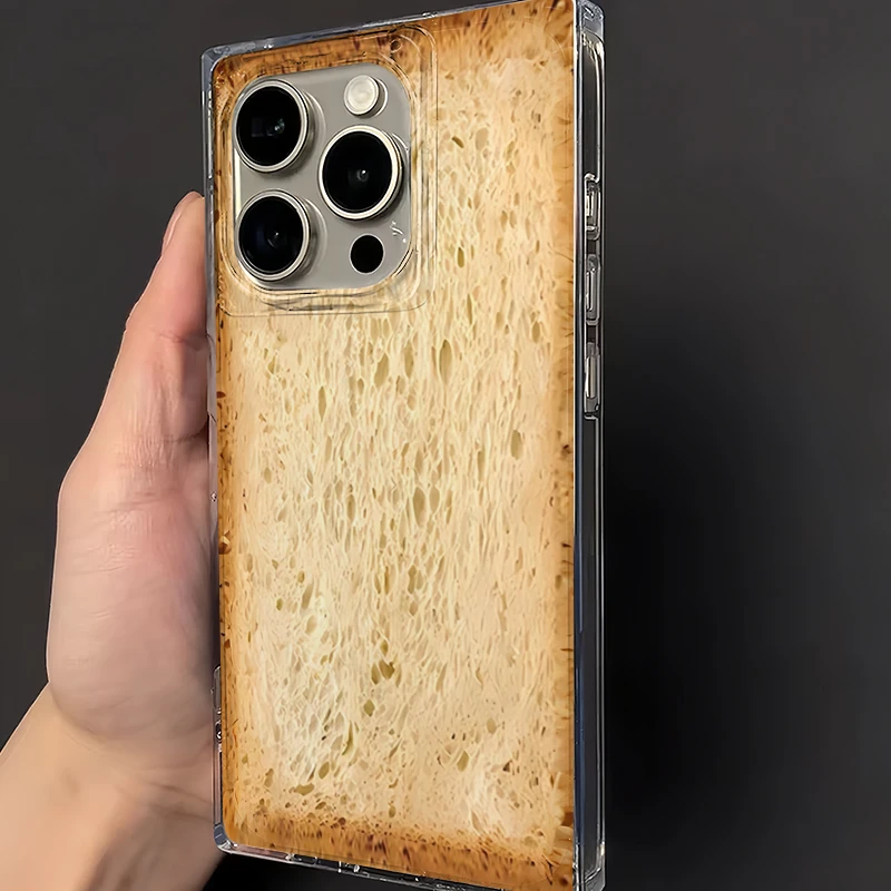面包吐司适用于苹果16promax冰晶方块手机壳iPhone15/14简约13/12