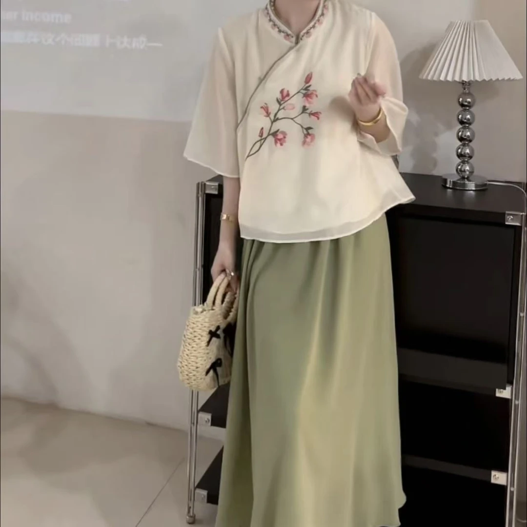 YY大码(风溪吹铃)显瘦气质中国风古风春夏宽松时尚套装