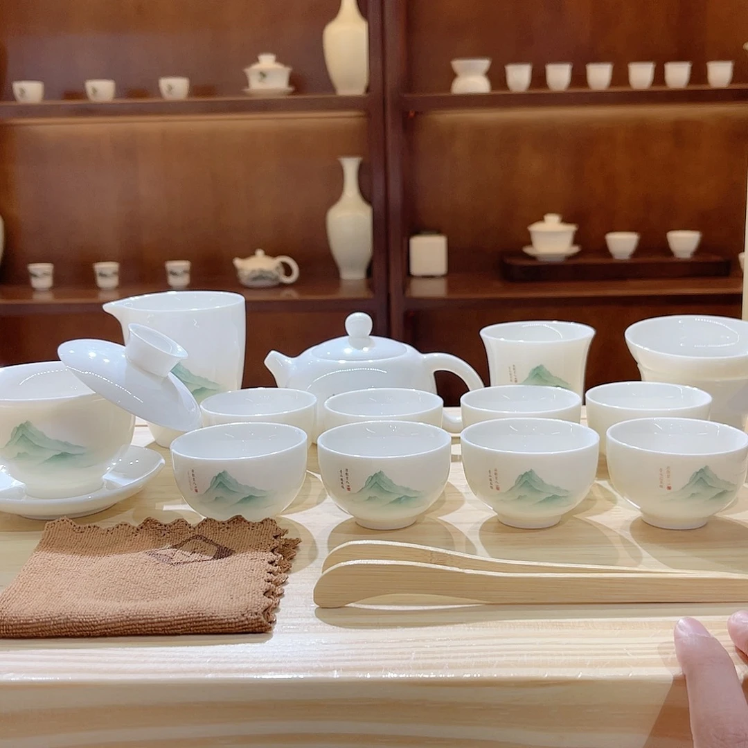 瓷片玄致羊脂玉瓷茶具套装