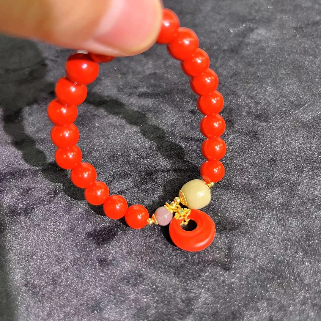 含辰砂工艺品【云锦出品】朱砂阿拉善平安扣高含量红砂