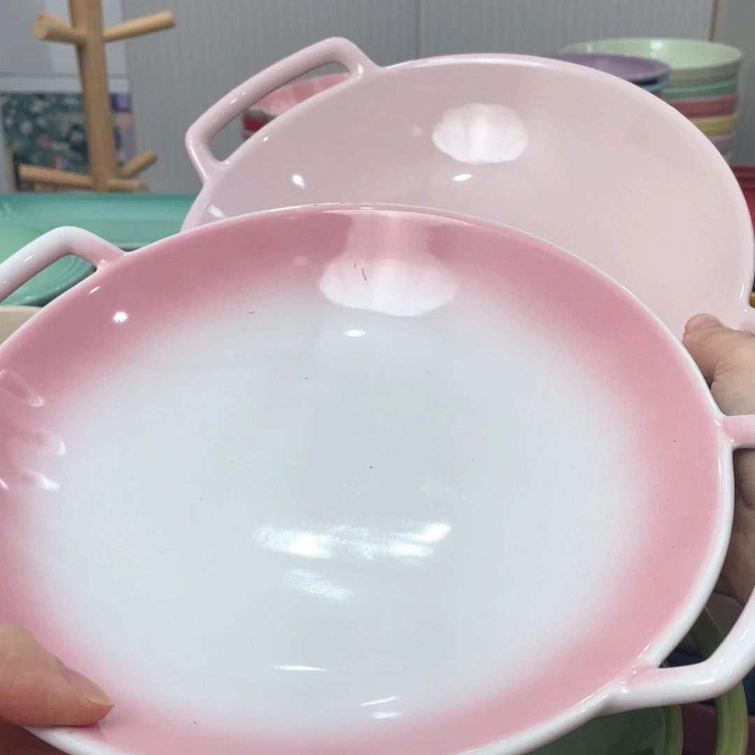 瓷片微瑕2个9英寸双耳盘