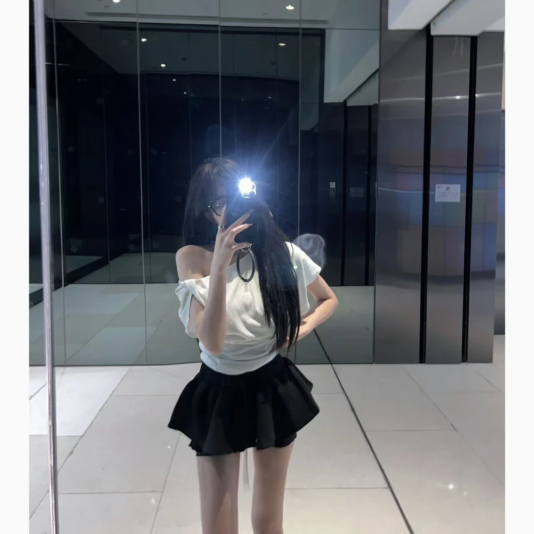 Mao 抽绳半身裙女夏季防走光裙裤辣妹高腰百搭裙子a字短裙H3078