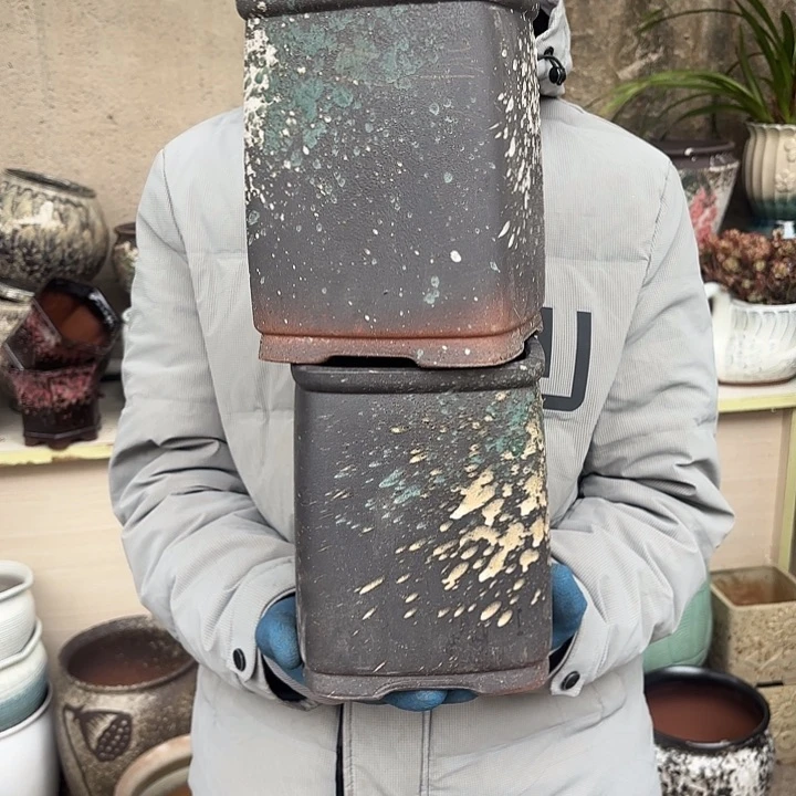 红陶泼墨两个口径15高度20