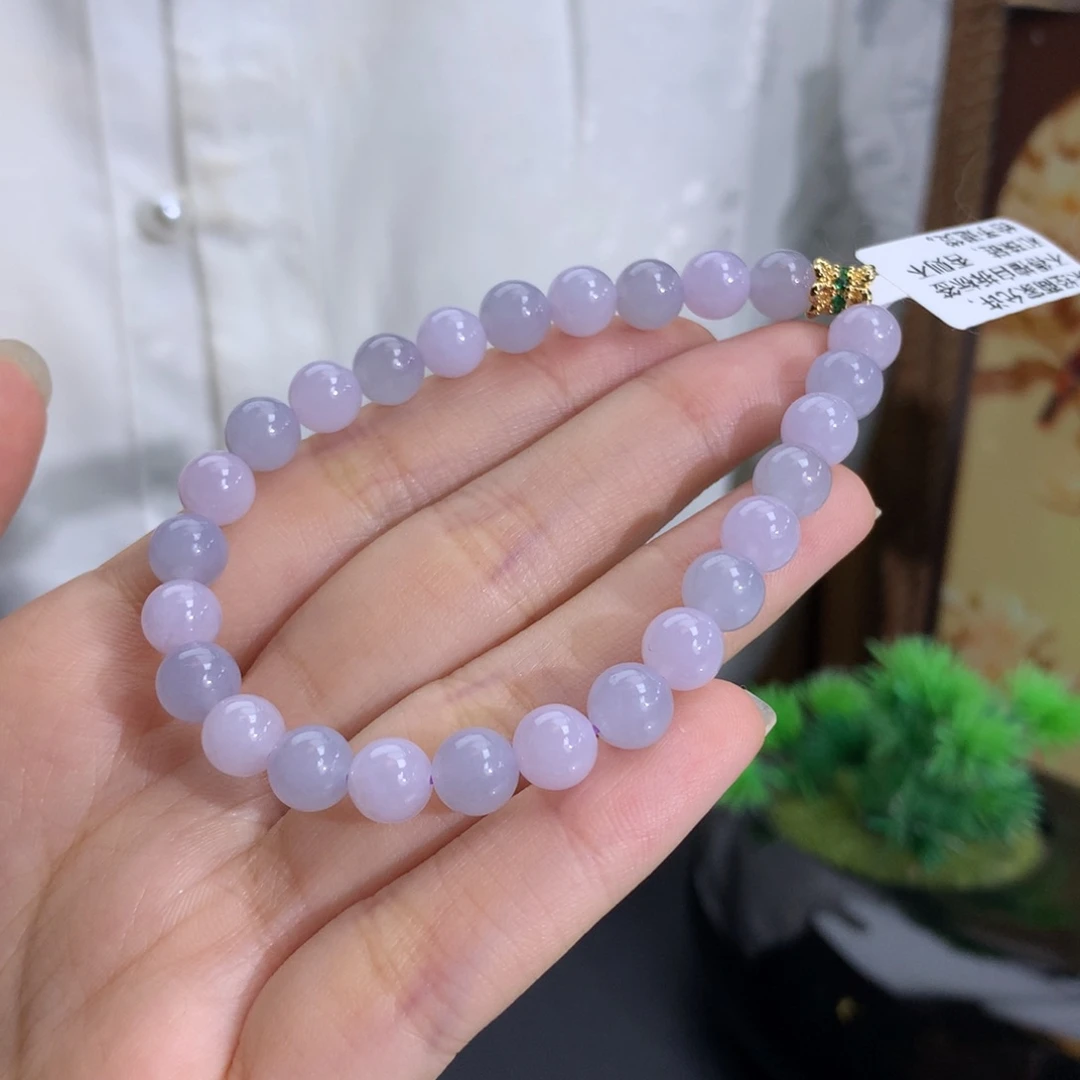 未镶嵌手串翡翠卡7.0冰润双彩粉紫