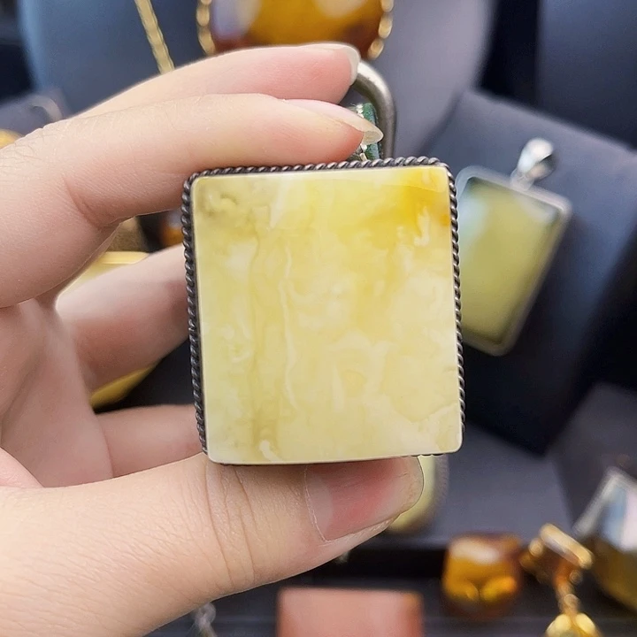 琥珀银S925镶嵌裸石