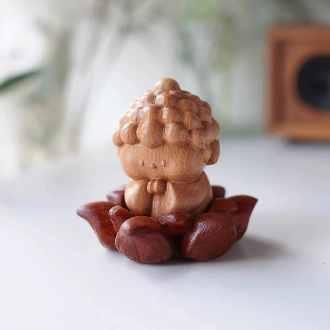 财神爷动态摆件实木质桌面装饰创意车载祈福解压礼品乔迁开业礼物