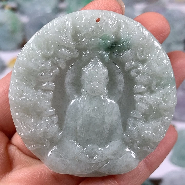 颈饰未镶嵌翡翠九九大日如来福利两面工艺福利