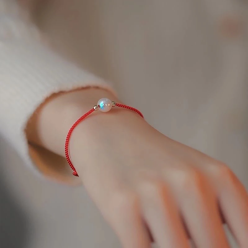 [阿祖珍珠]淡水珍珠手工编织单珠红绳-66