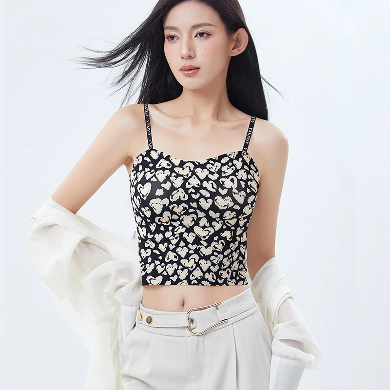 吊带背心女打底美背外穿豹纹时尚百搭外穿网红法式小众2025