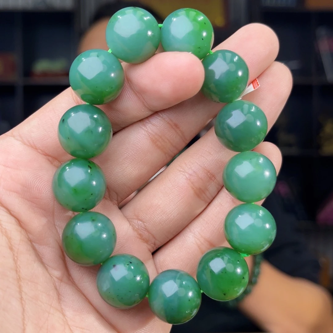 和田玉未镶嵌手串天然和田玉俄罗斯五号矿碧玉料卡16