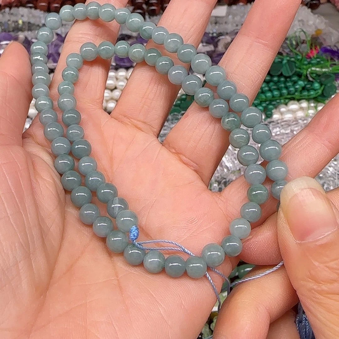 玛瑙/玉髓合金珠宝半成品翡翠约6mm一条