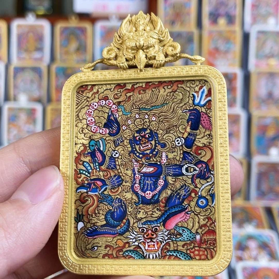 吊坠大黑天热贡纯手绘唐卡