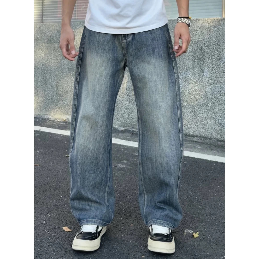 Aye美式高街水洗宽松百搭显瘦秋季凉感直筒牛仔裤竖状纹理ins复古