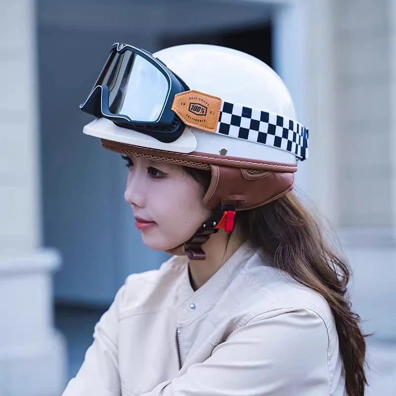 复古装备哈雷头盔电动车女士夏季装备半盔踏板车男四季安全帽男