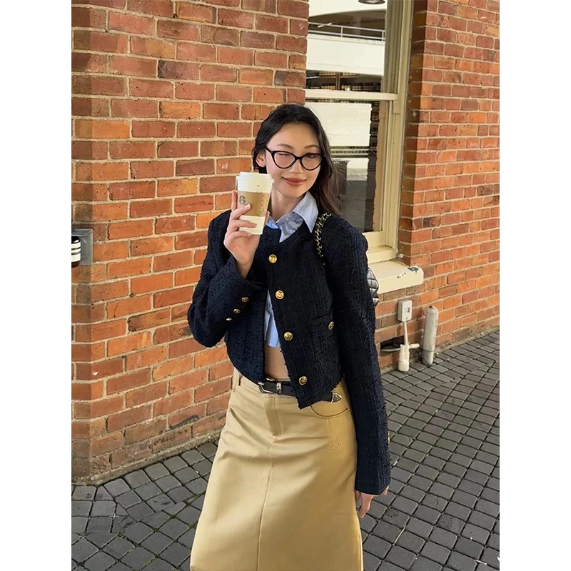 深秋冬装搭配一整套法式慵懒松弛感穿搭小香风外套衬衫套装裙子女