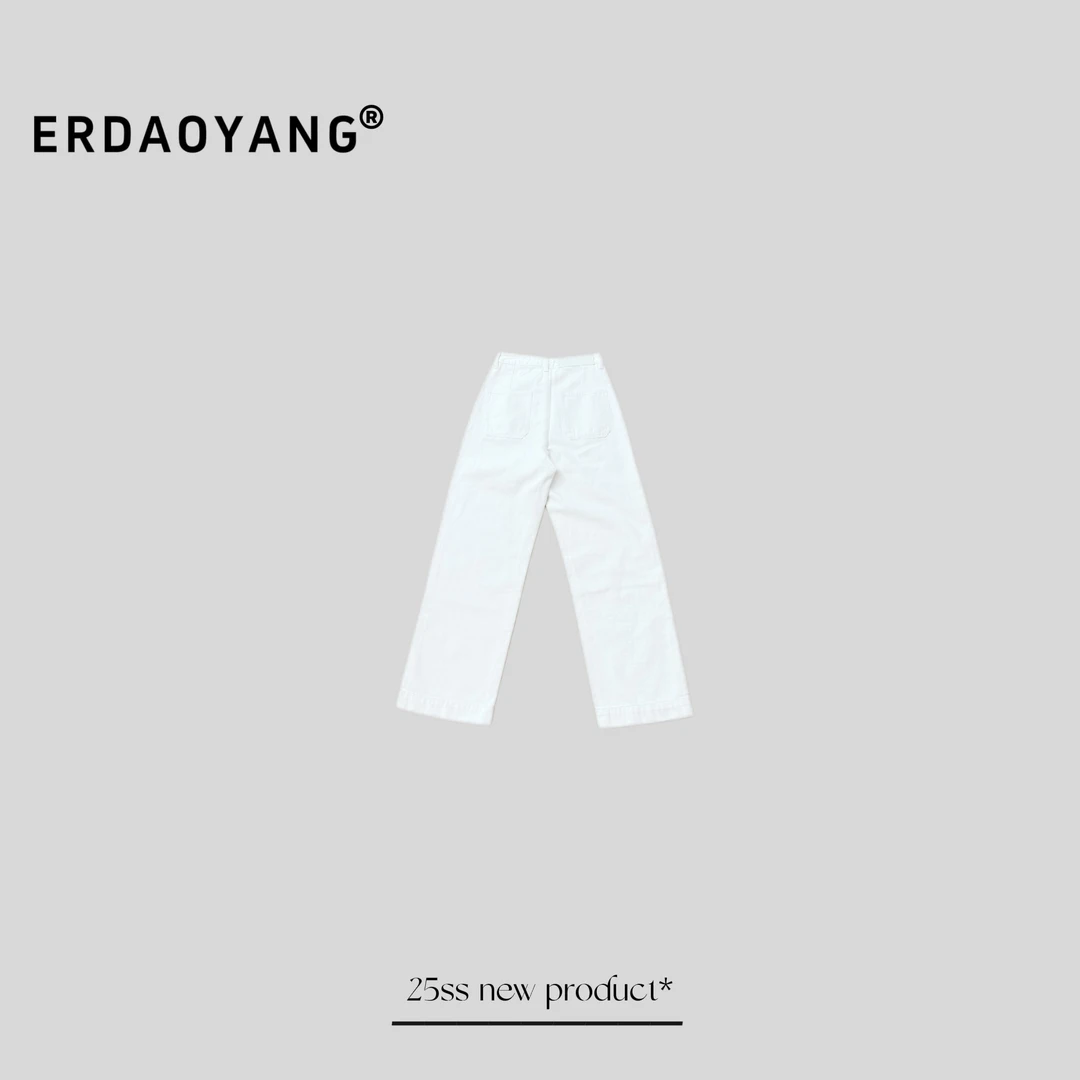 ERDAOYANG "全香联名" 早春简约口袋刺绣直筒牛仔裤KZ5005