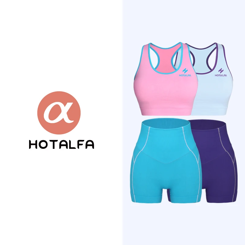 时尚撞色健身瑜伽服背心短裤套装女防震文胸健身美背一体杯
