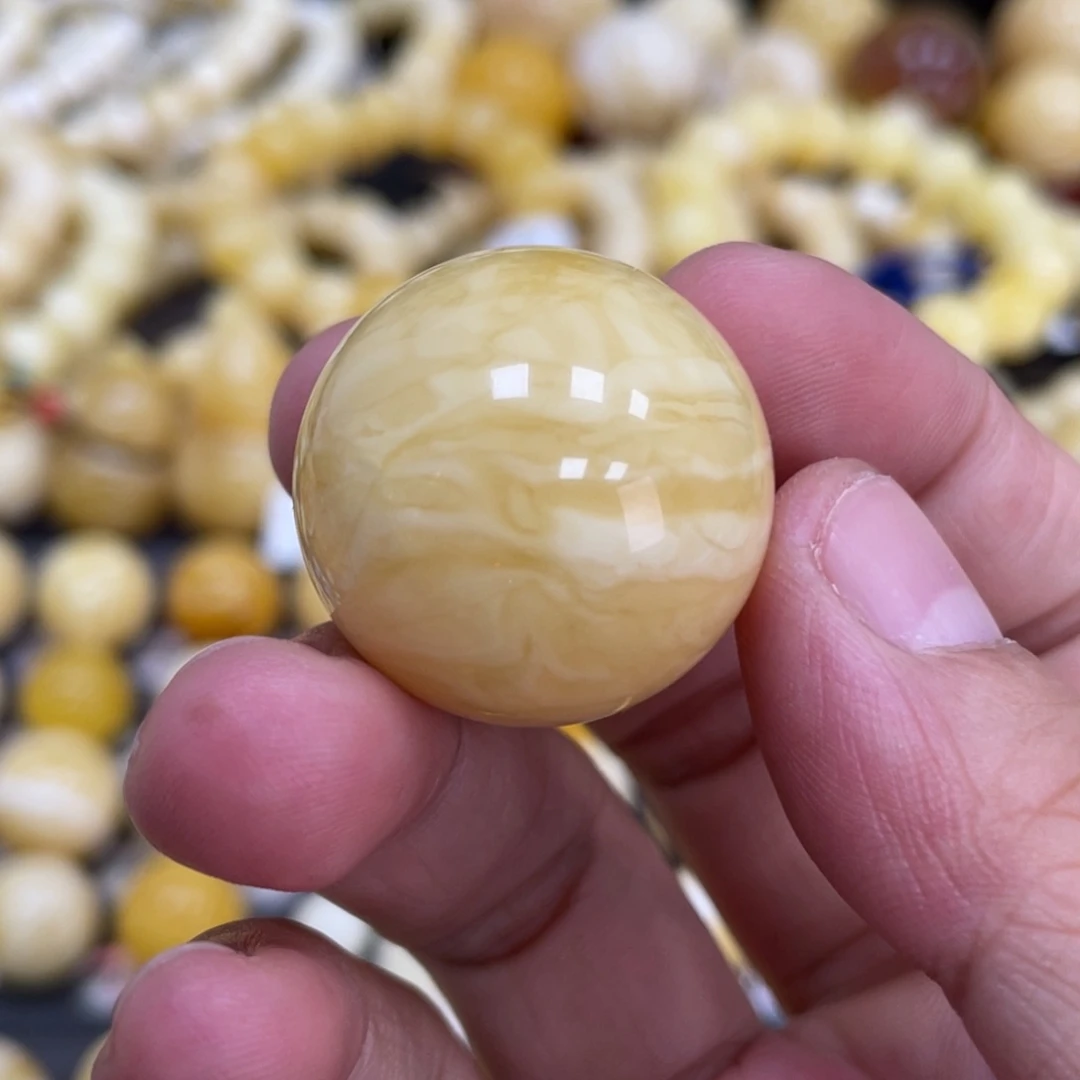 未镶嵌琥珀珠宝奇石26mm浓蜡虎皮