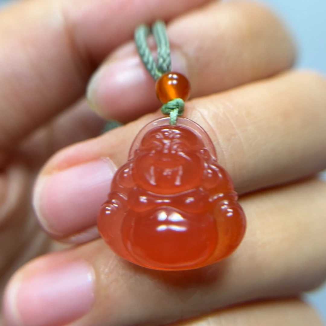 南红玛瑙冰红佛公吊坠未镶嵌