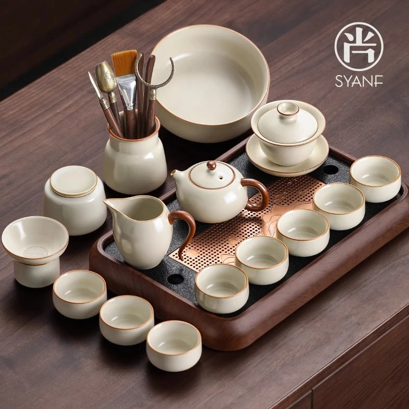汝窑茶具套装2024新款家用喝茶轻奢高档大气茶壶功夫茶杯泡茶专用