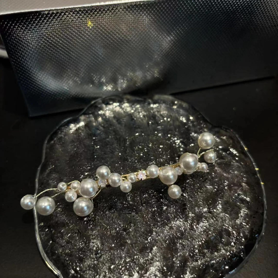 韩国手工珠珠弹簧夹发夹Y1133