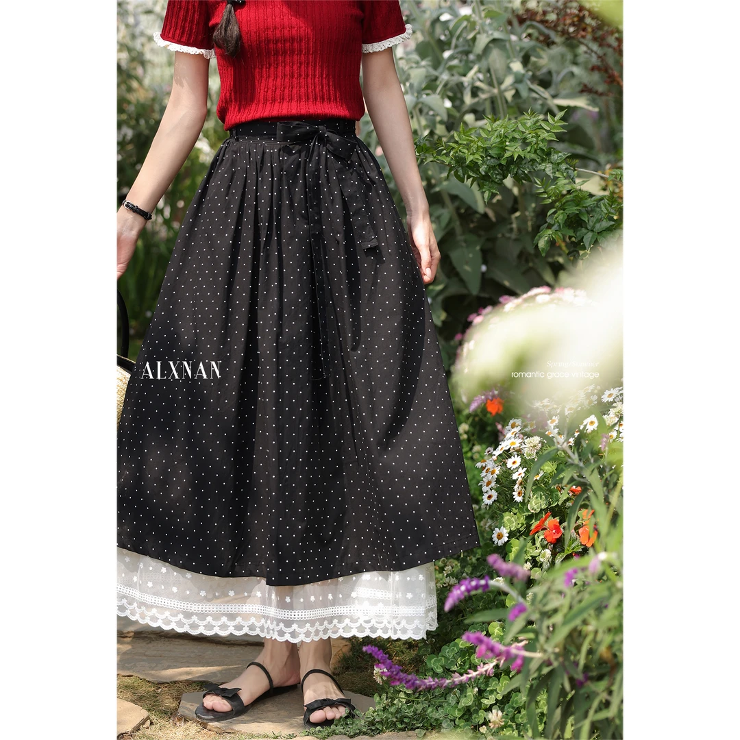 鹿向南「粉丝福利」法式高级感黑色半身裙高腰小众长裙L55276