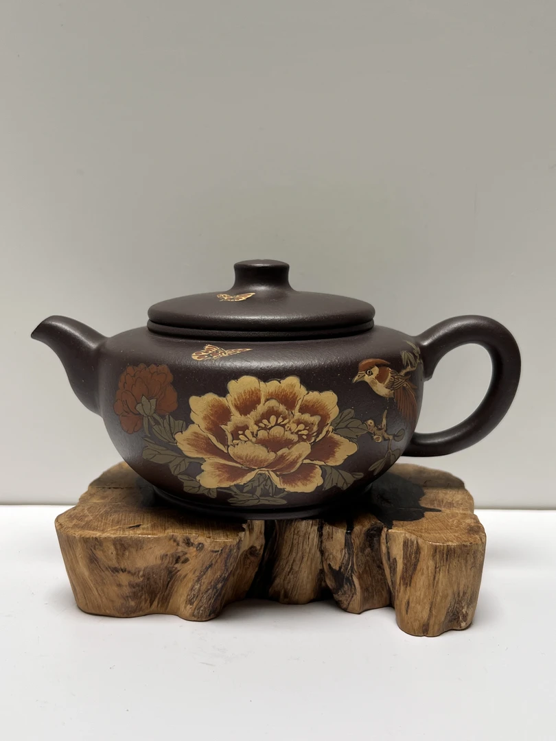 黄龙山原矿紫砂，全手工精品花开富贵