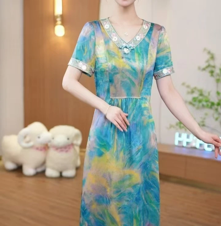 【直播专享】裙子女夏季2025新款连衣裙中式显瘦休闲国风C53#