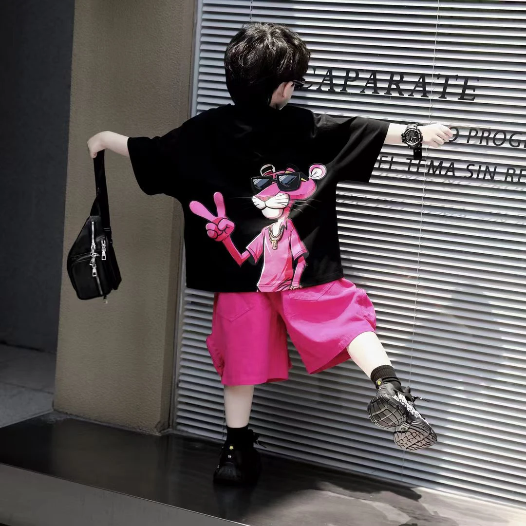 男童夏装套装2025新款宝宝夏季洋气衣服儿童潮款服装潮酷痞帅童装