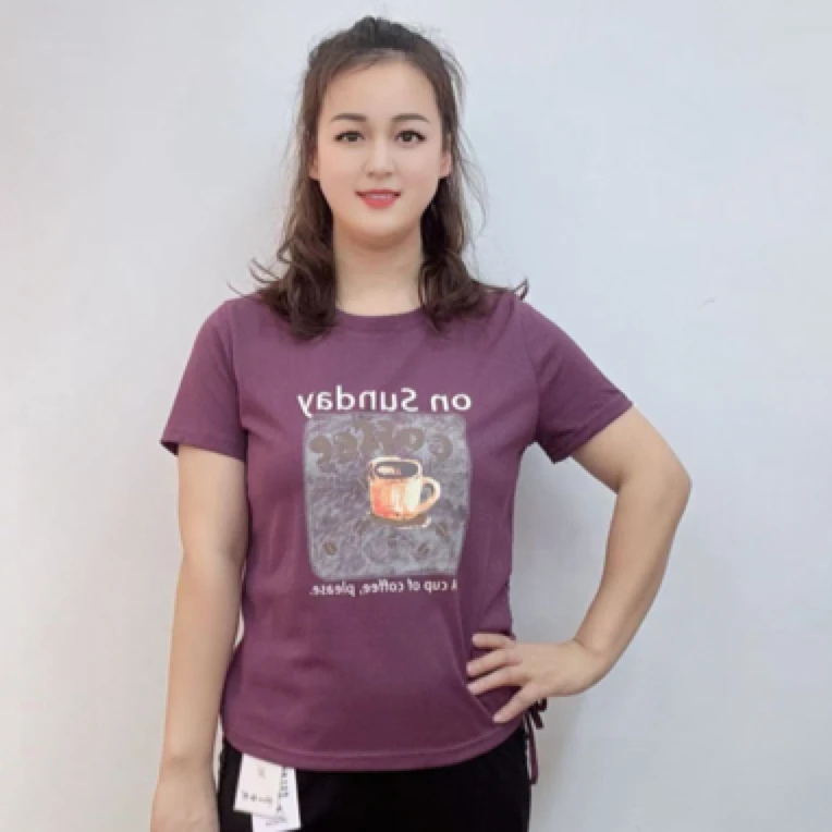 【源佳佳服饰】《杯子花》夏季正肩抽绳宽松休闲棉T