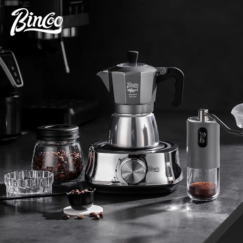 Bincoo双阀摩卡壶家用煮咖啡壶手磨咖啡机意式浓缩咖啡器具套装-Z
