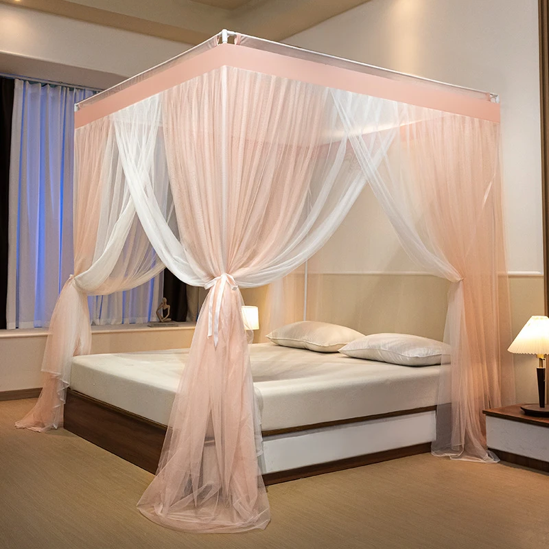 新款家用加粗支架蚊帐卧室公主纹免安装落地厚实