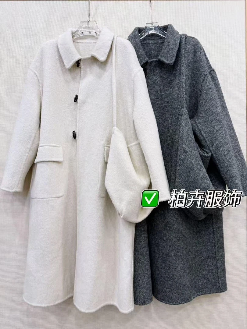 【柏卉服饰】翻领带包包羊毛外套