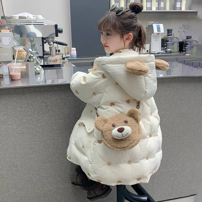 冬小熊刺绣背包加厚加棉冬季女童棉衣外套 A701 701