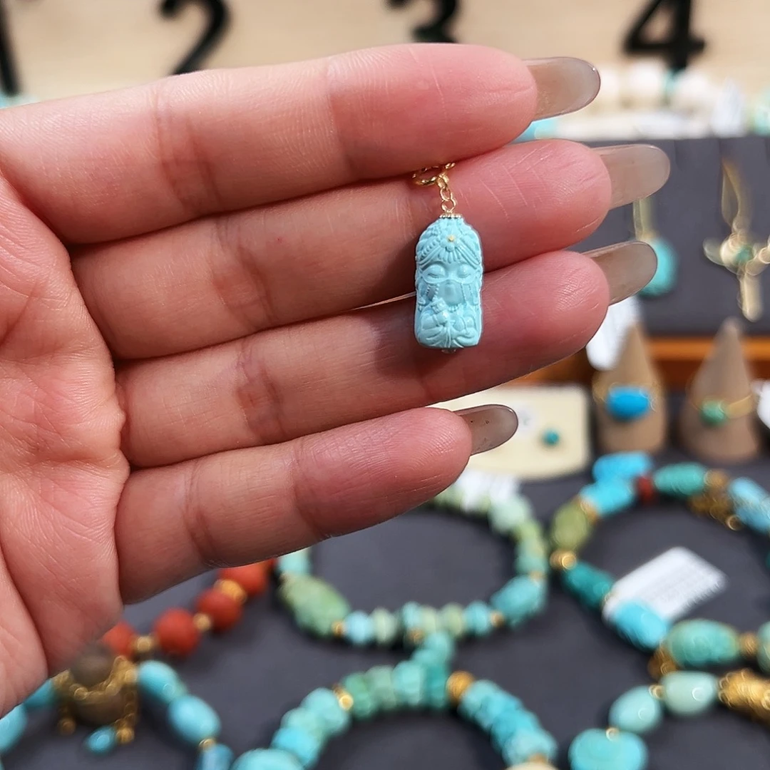 绿松石18K金镶嵌扎基娘娘滴溜