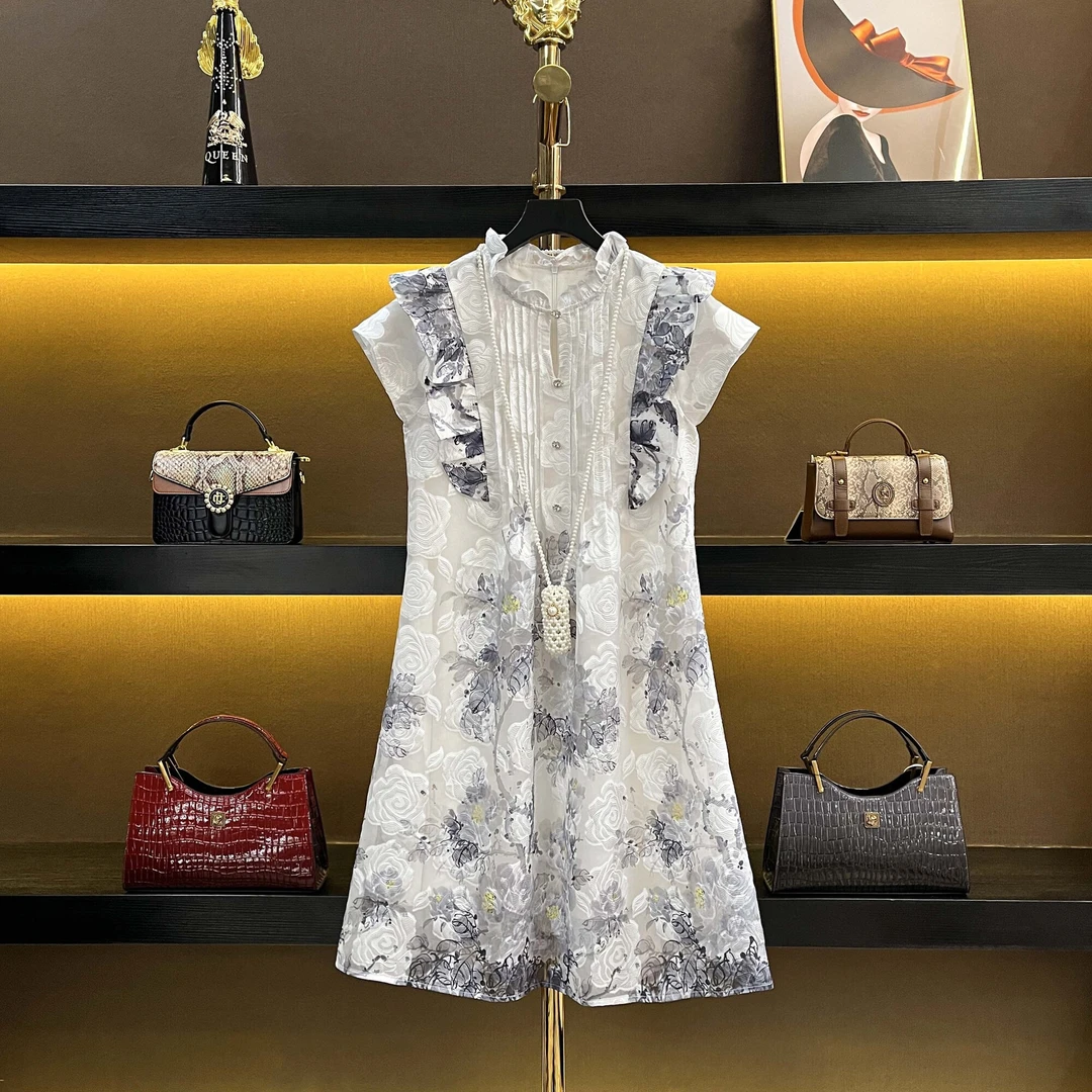 【夏夏专属】水墨丹青新中式国风洋气显瘦遮肉连衣裙1008