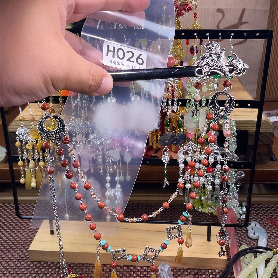 熠***粒蛇纹石玉合金发饰