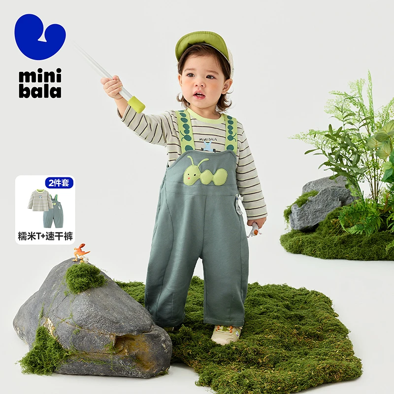 迷你巴拉背带裤套装男童女童吸湿速干T恤两件套230125104210