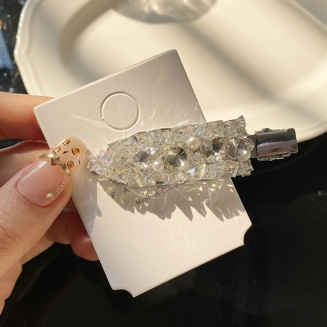 韩国同款精致甜美无痕夹高级感闪钻鸭嘴夹侧边夹刘海夹碎发夹发饰