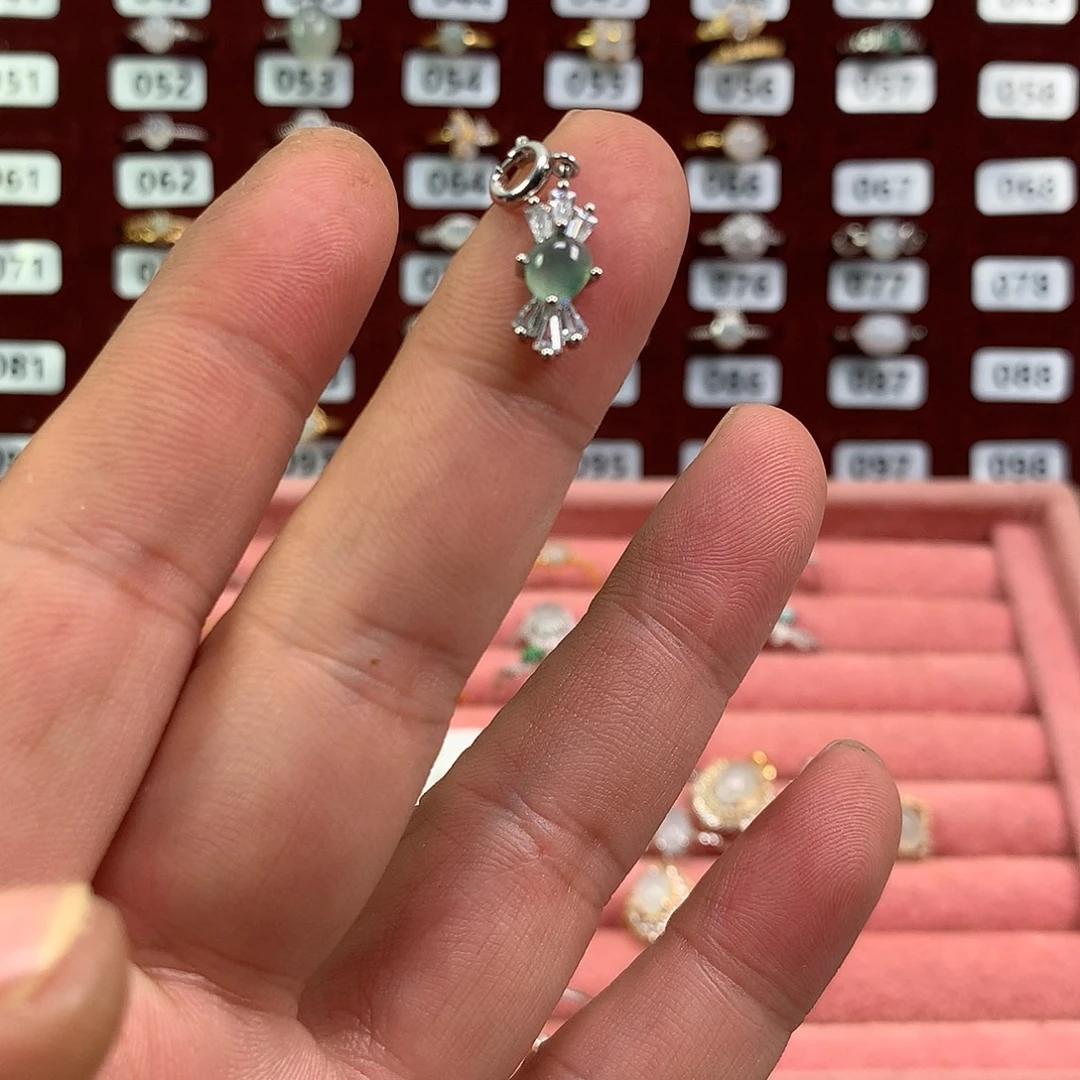ღ***、翡翠银S925镶嵌戒指48