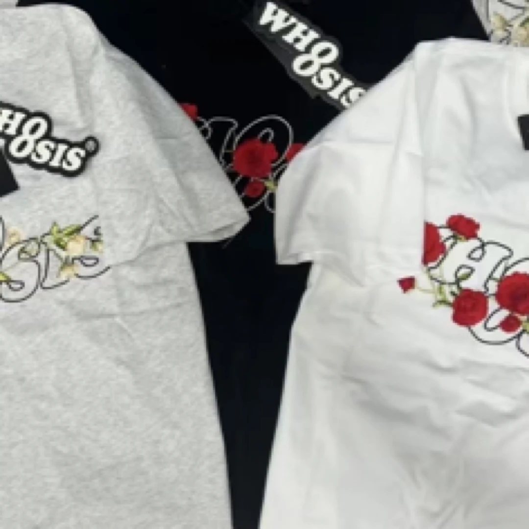 W8+刺绣玫瑰］把春天穿上身！美式宽松短袖